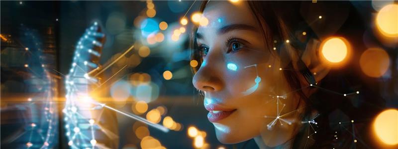  A woman gazes at a brightly lit screen, exploring AI integration for enhanced customer experience and personalization. 